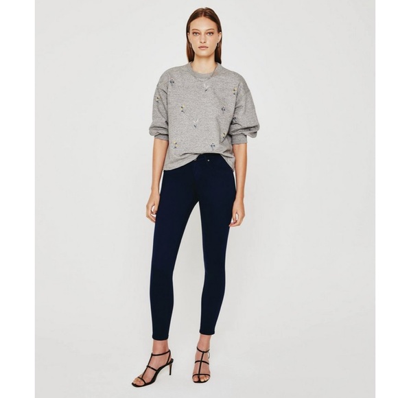 The Leggings Ankle Super Skinny Jeans by AG Knit Luxe Denim in Black - Picture 2 of 15